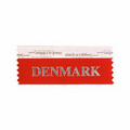 Denmark Award Ribbon w/ Silver Foil Print (4"x1 5/8")
